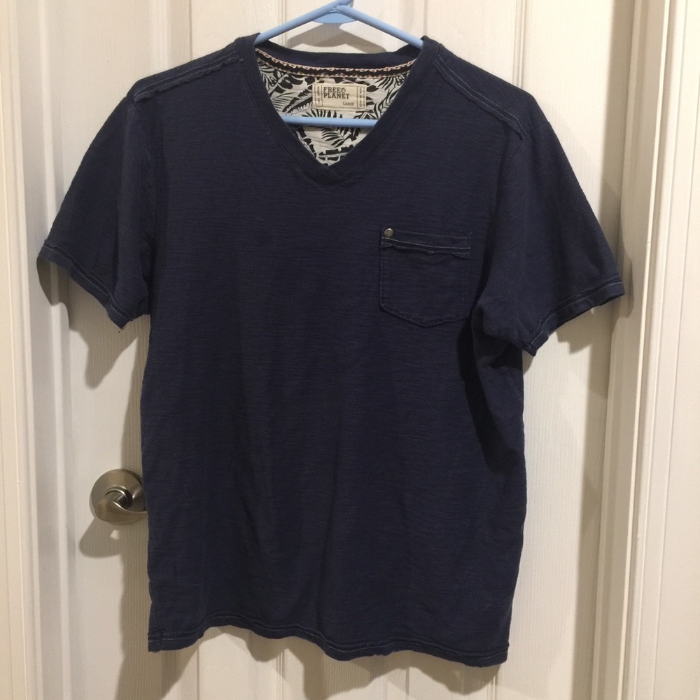 Blue Simple Pocket Tee